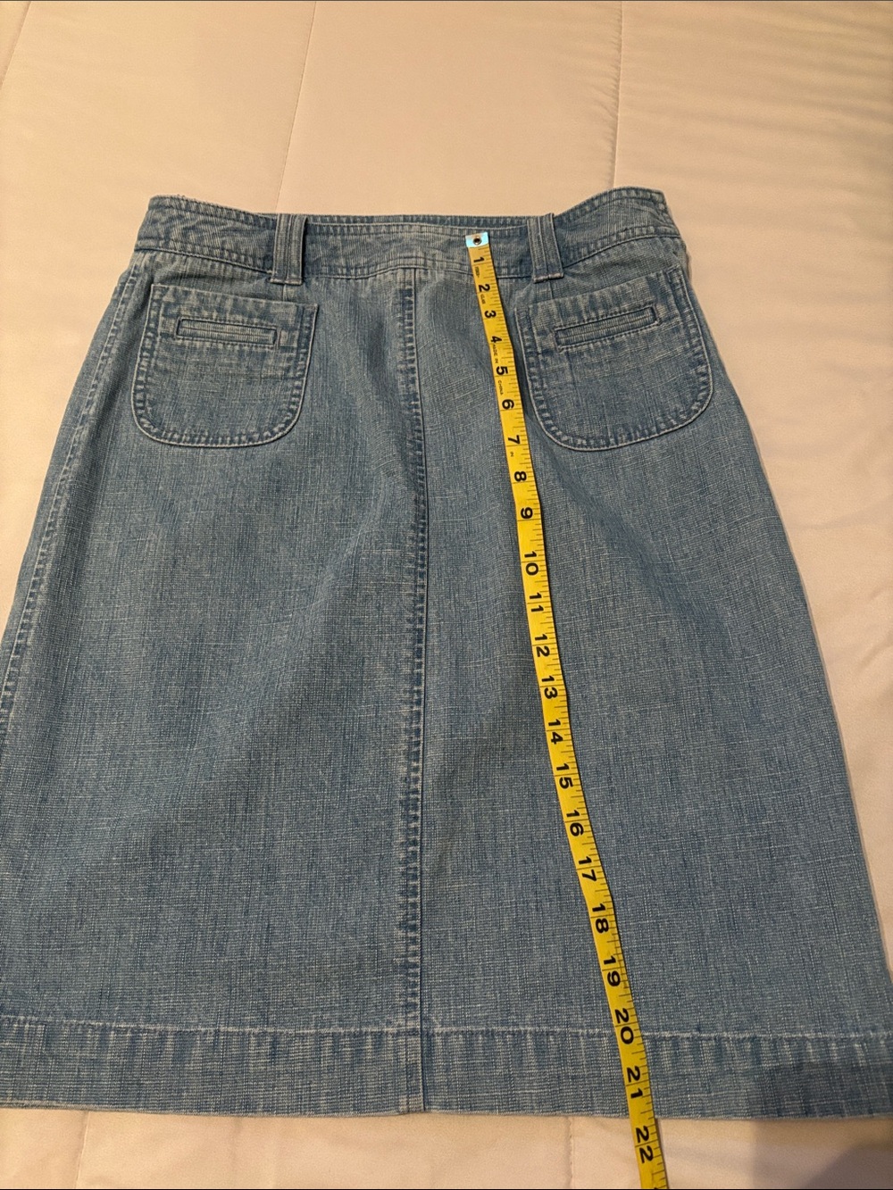 Talbots Light Blue Denim Midi Skirt with Front Patch Pockets size 6 - Picture 4 of 5